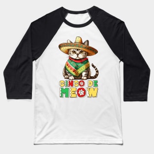 Fiesta Squad Funny Mexican Cat Fiesta Party Cinco De Meow Baseball T-Shirt